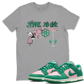 Dunk Medium Soft Pink Malachite shirt to match jordans Share No One sneaker tees Dunk Medium Soft Pink Malachite SNRT Sneaker Release Tees unisex cotton Heather Grey 1 crew neck shirt