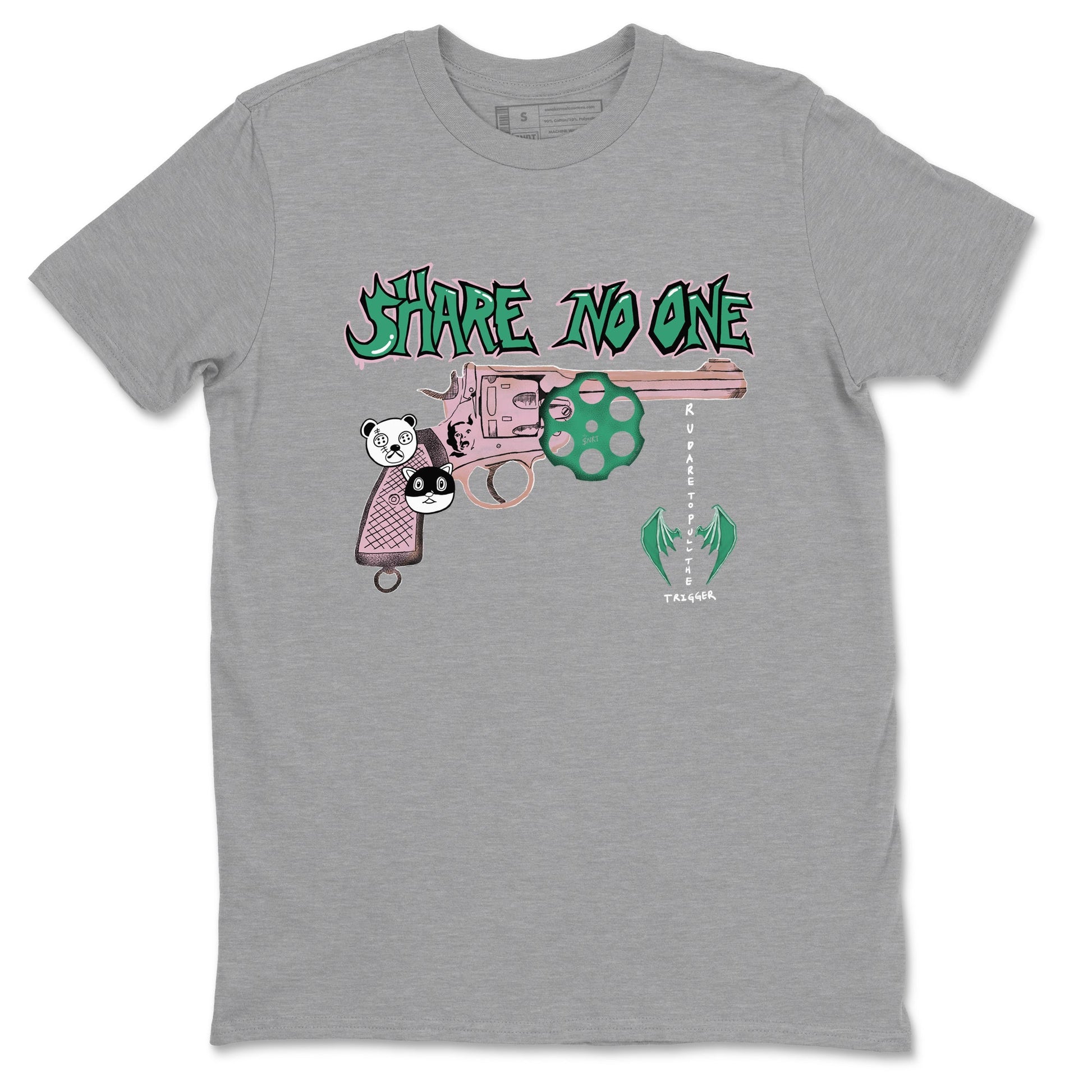 Dunk Medium Soft Pink Malachite shirt to match jordans Share No One sneaker tees Dunk Medium Soft Pink Malachite SNRT Sneaker Release Tees unisex cotton Heather Grey 2 crew neck shirt