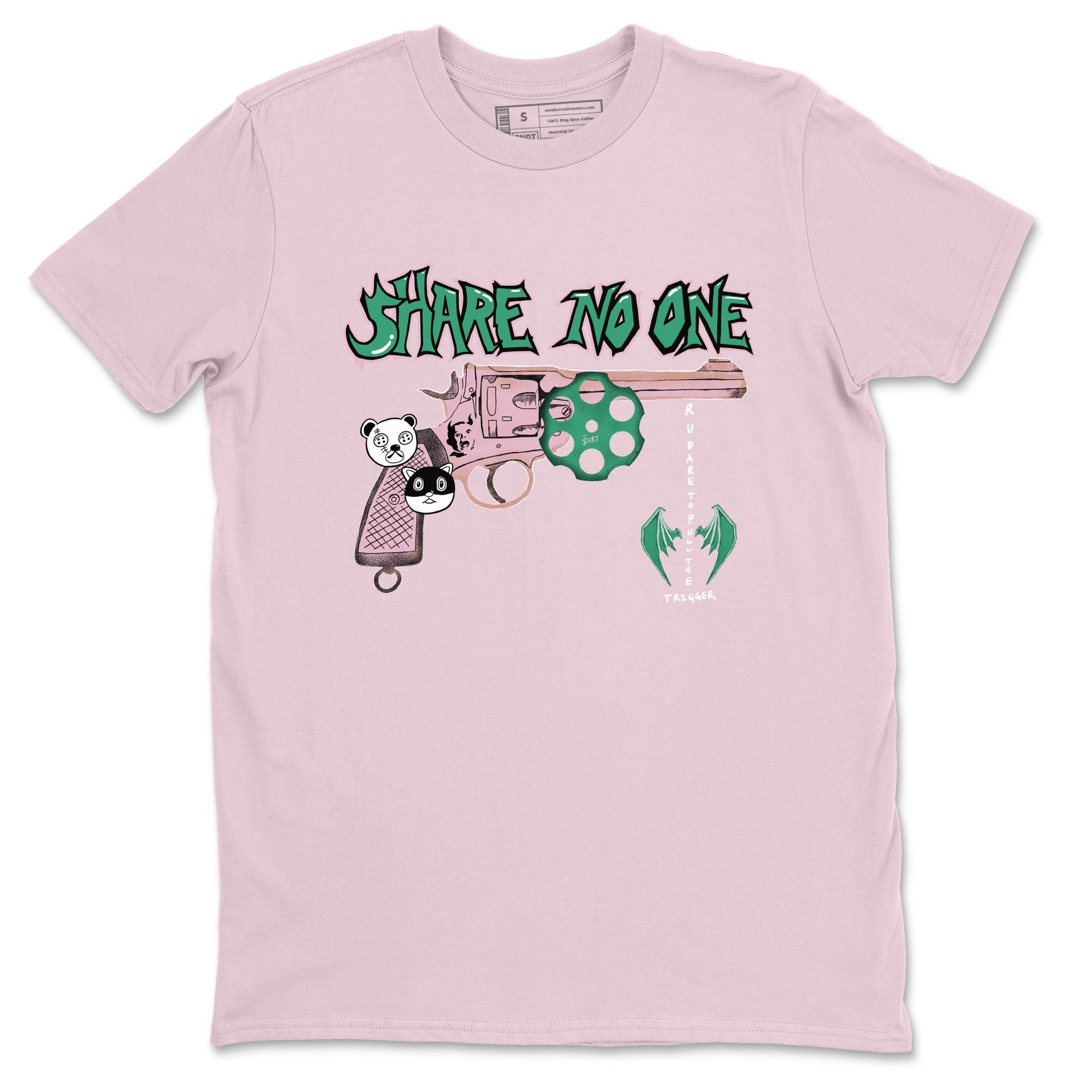 Dunk Medium Soft Pink Malachite shirt to match jordans Share No One sneaker tees Dunk Medium Soft Pink Malachite SNRT Sneaker Release Tees unisex cotton Pink 2 crew neck shirt