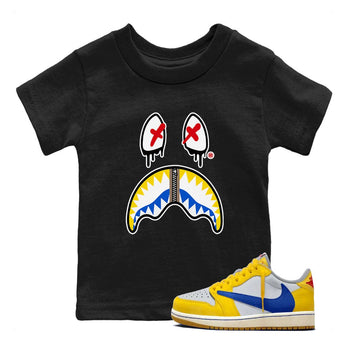 1s Travis Scott Canary shirt to match jordans Shark Face sneaker tees Air Jordan 1 Travis Scott Canary SNRT sneaker release tees baby toddler Black 1 cotton Shirt