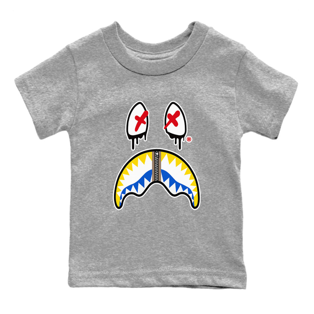1s Travis Scott Canary shirt to match jordans Shark Face sneaker tees Air Jordan 1 Travis Scott Canary SNRT sneaker release tees baby toddler Heather Grey 2 cotton Shirt