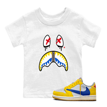 1s Travis Scott Canary shirt to match jordans Shark Face sneaker tees Air Jordan 1 Travis Scott Canary SNRT sneaker release tees baby toddler White 1 cotton Shirt