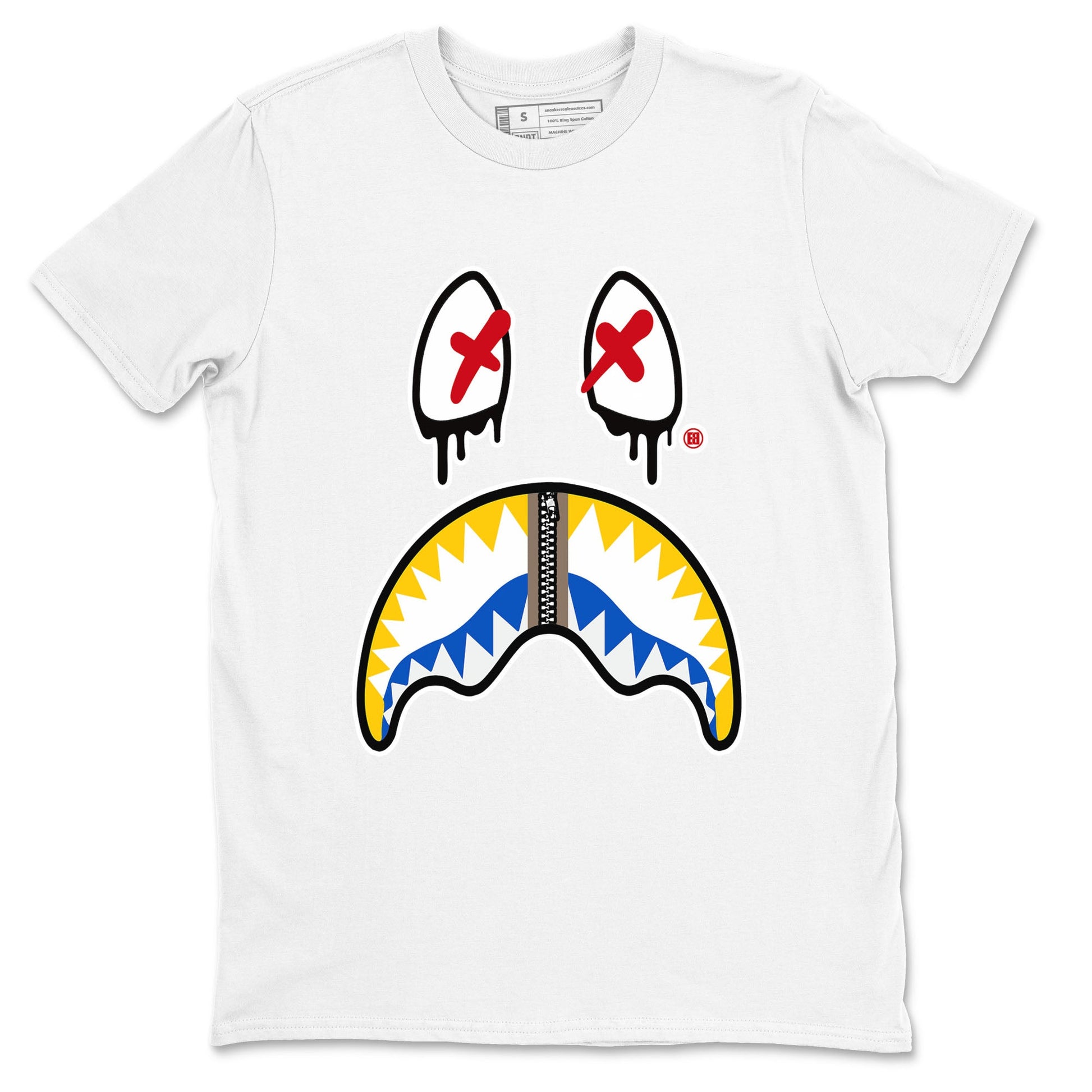 1s Travis Scott Canary shirt to match jordans Shark Face sneaker tees Air Jordan 1 Travis Scott Canary SNRT Sneaker Release Tees unisex cotton White 2 crew neck shirt