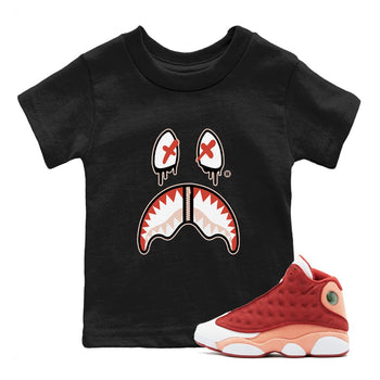 13s Dune Red shirts to match jordans Shark Face sneaker match tees Air Jordan 13 Dune Red SNRT Sneaker Tees streetwear brand Baby and Youth Black 1 cotton tee