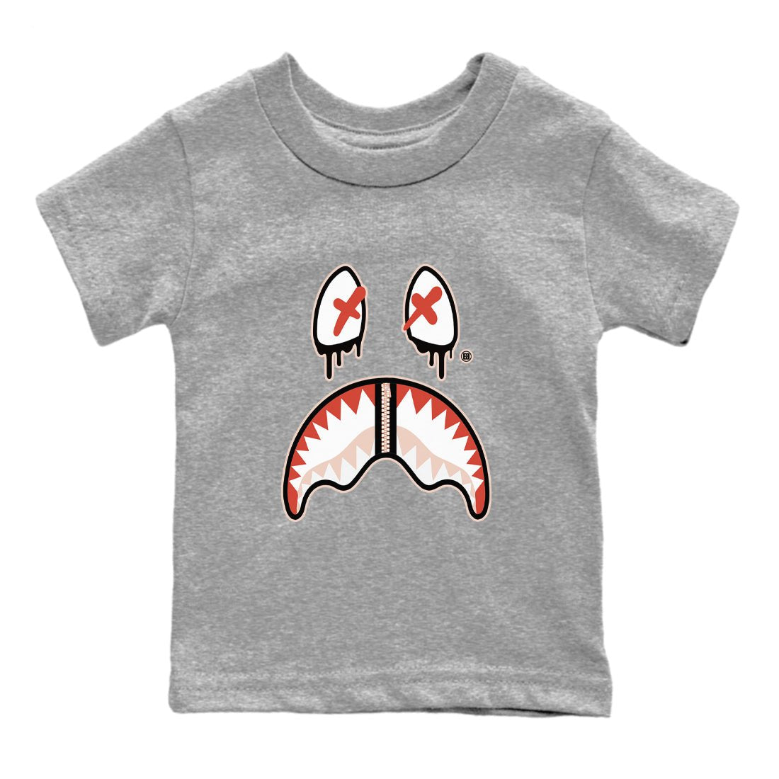 13s Dune Red shirts to match jordans Shark Face sneaker match tees Air Jordan 13 Dune Red SNRT Sneaker Tees streetwear brand Baby and Youth Heather Grey 2 cotton tee
