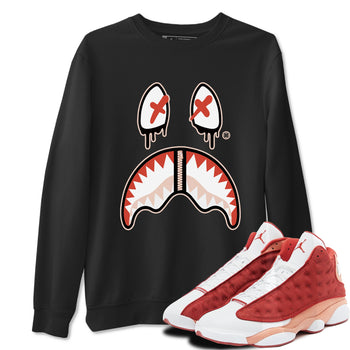13s Dune Red shirts to match jordans Shark Face sneaker match tees Air Jordan 13 Dune Red SNRT Sneaker Tees streetwear brand Black 1 unisex cotton tee