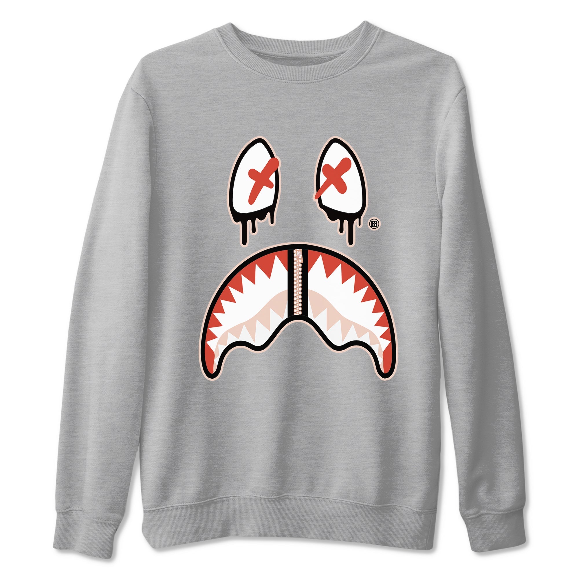 13s Dune Red shirts to match jordans Shark Face sneaker match tees Air Jordan 13 Dune Red SNRT Sneaker Tees streetwear brand Heather Grey 2 unisex cotton tee