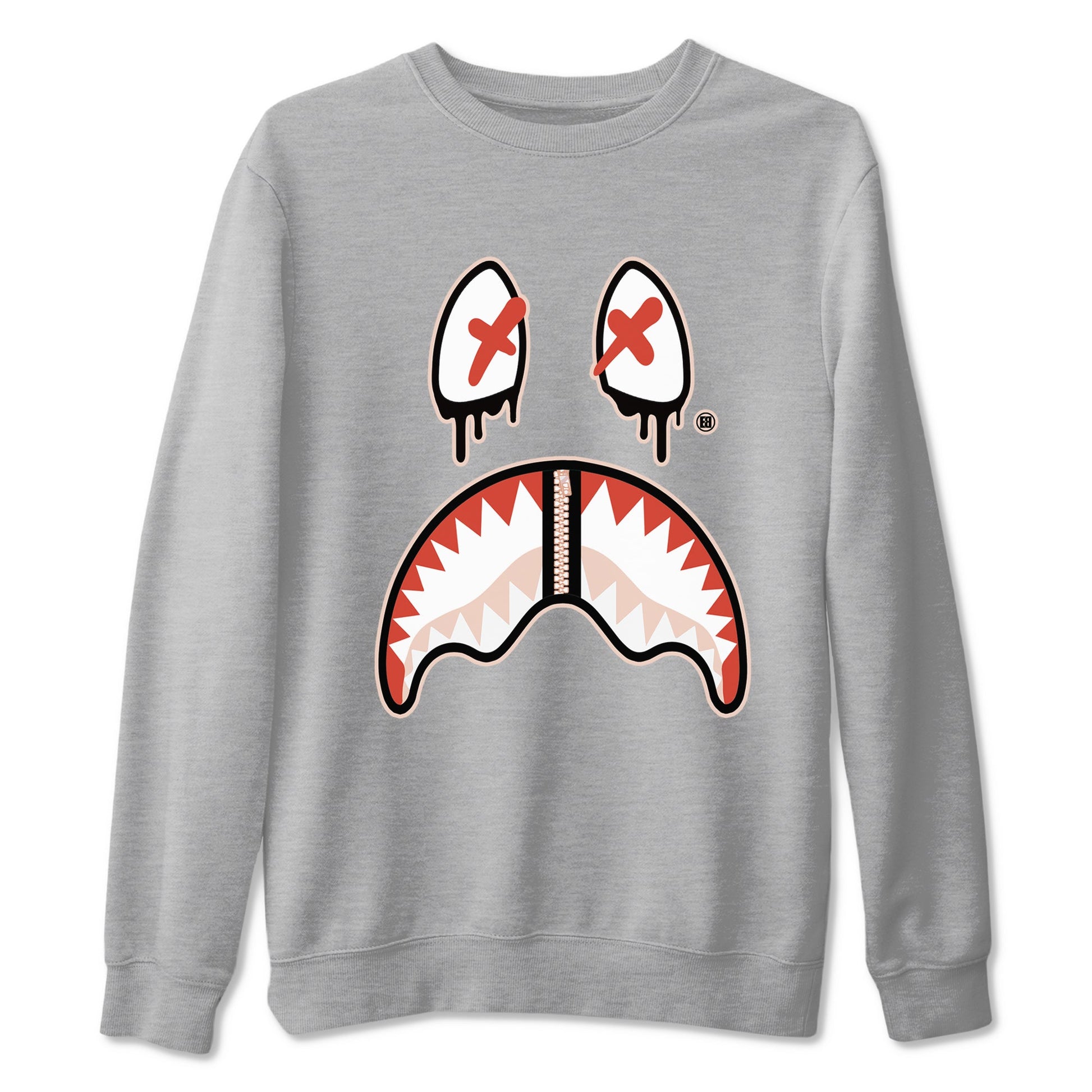13s Dune Red shirts to match jordans Shark Face sneaker match tees Air Jordan 13 Dune Red SNRT Sneaker Tees streetwear brand Heather Grey 2 unisex cotton tee
