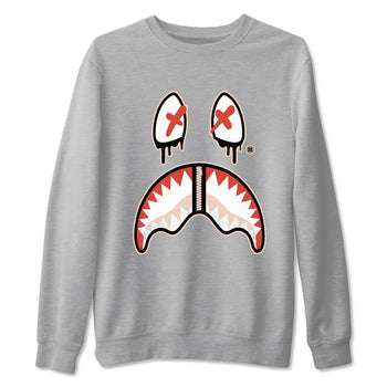 13s Dune Red shirts to match jordans Shark Face sneaker match tees Air Jordan 13 Dune Red SNRT Sneaker Tees streetwear brand Heather Grey 2 unisex cotton tee