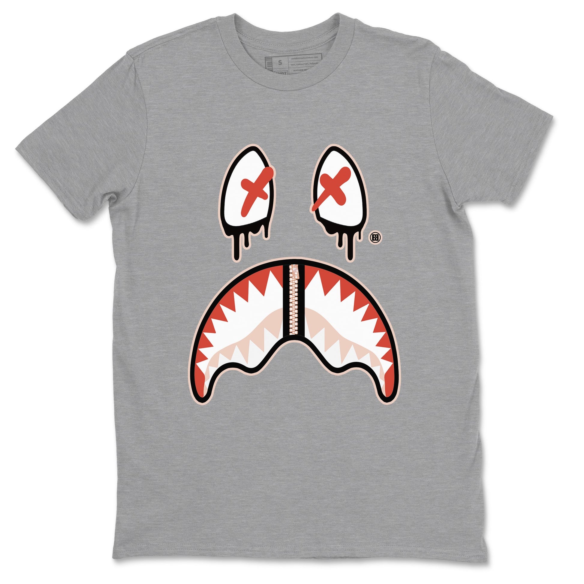 13s Dune Red shirts to match jordans Shark Face sneaker match tees Air Jordan 13 Dune Red SNRT Sneaker Tees streetwear brand Heather Grey 2 unisex cotton tee