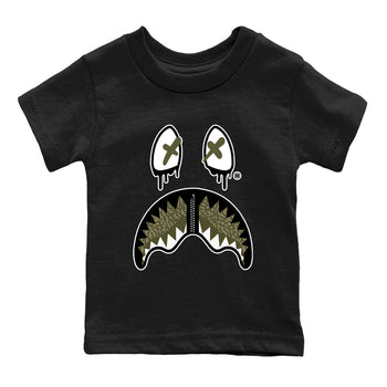 Sneaker Threads – Sneaker Tees To Match Air Jordan 3 Medium Olive – Shark Face Youth Graphic Tee Black 2. Perfect for Jordan releases 2025 colorways.