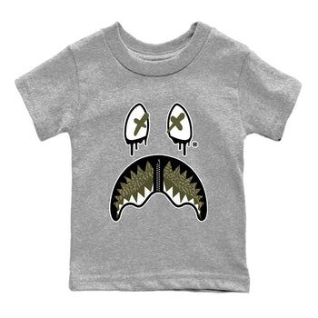 Sneaker Threads – Sneaker Tees To Match Air Jordan 3 Medium Olive – Shark Face Youth Graphic Tee Heather Grey 2. Perfect for Jordan releases 2025 colorways.