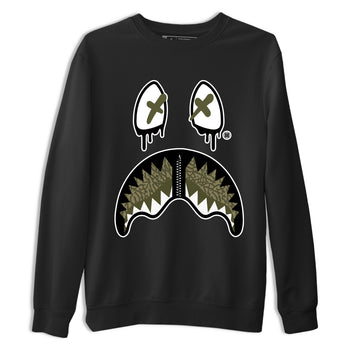 Sneaker Threads – Sneaker Tees To Match Air Jordan 3 Medium Olive – Shark Face Graphic Tee Black 2. Perfect for Jordan releases 2025 colorways.