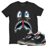 AJ3 Rare Air Graphic shirts Shark Face shirts Air Jordan 3 Rare Air best t-shirts to wear with jordans SNRT Sneaker Tees unisex cotton Black 1 shirts