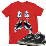 AJ3 Rare Air Graphic shirts Shark Face shirts Air Jordan 3 Rare Air best t-shirts to wear with jordans SNRT Sneaker Tees unisex cotton Red 1 shirts