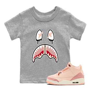 Air Jordan 3 Valentine's Day Graphic shirts Shark Face Valentine Gift shirts Air Jordan 3 Washed Coral best t-shirts to wear with jordans SNRT Sneaker Tees Youth Baby Heather Grey 1 tee