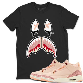 Air Jordan 3 Valentine's Day Graphic shirts Shark Face Valentine Gift shirts Air Jordan 3 Washed Coral best t-shirts to wear with jordans SNRT Sneaker Tees unisex cotton Black 1 shirts