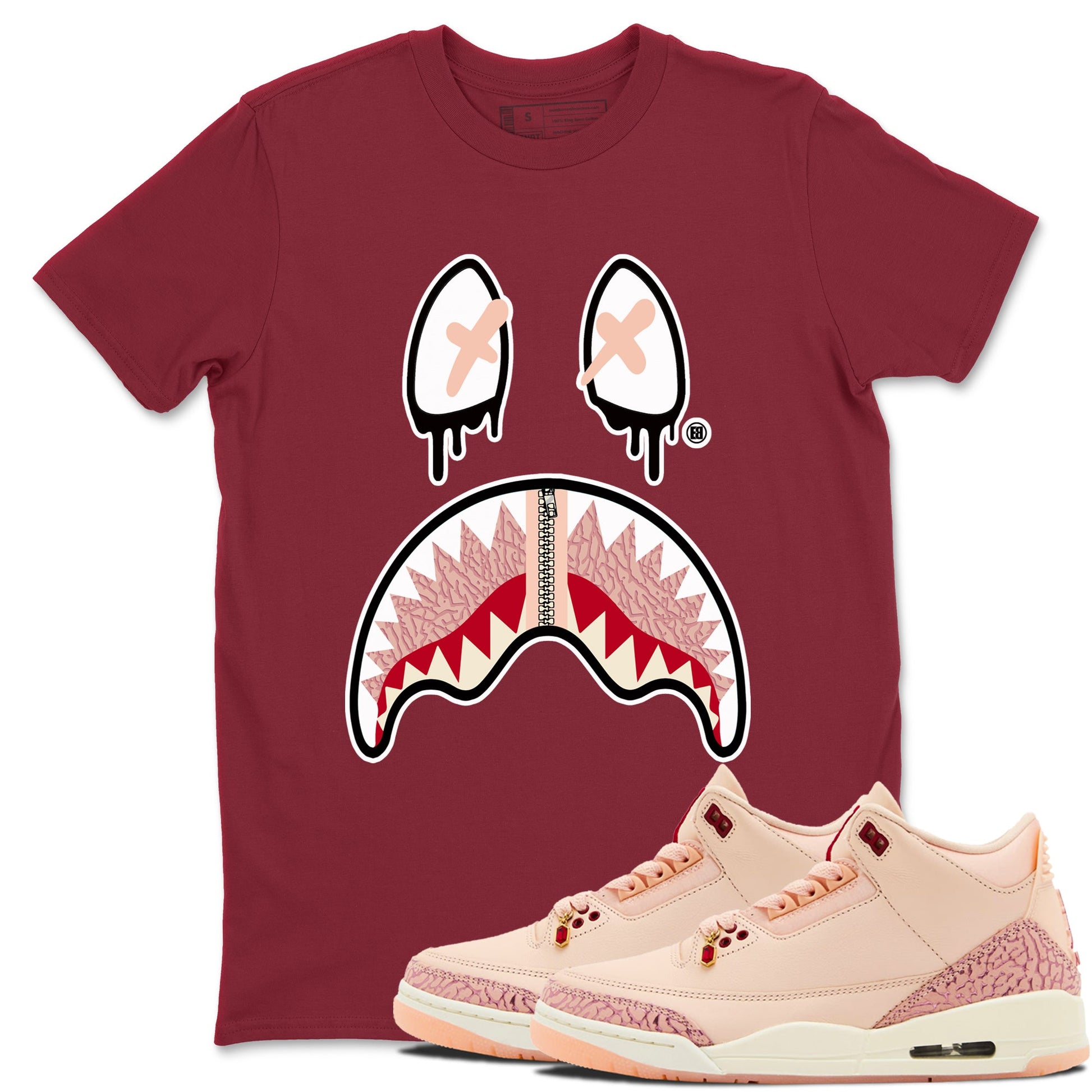 Air Jordan 3 Valentine's Day Graphic shirts Shark Face Valentine Gift shirts Air Jordan 3 Washed Coral best t-shirts to wear with jordans SNRT Sneaker Tees unisex cotton Cardinal 1 shirts