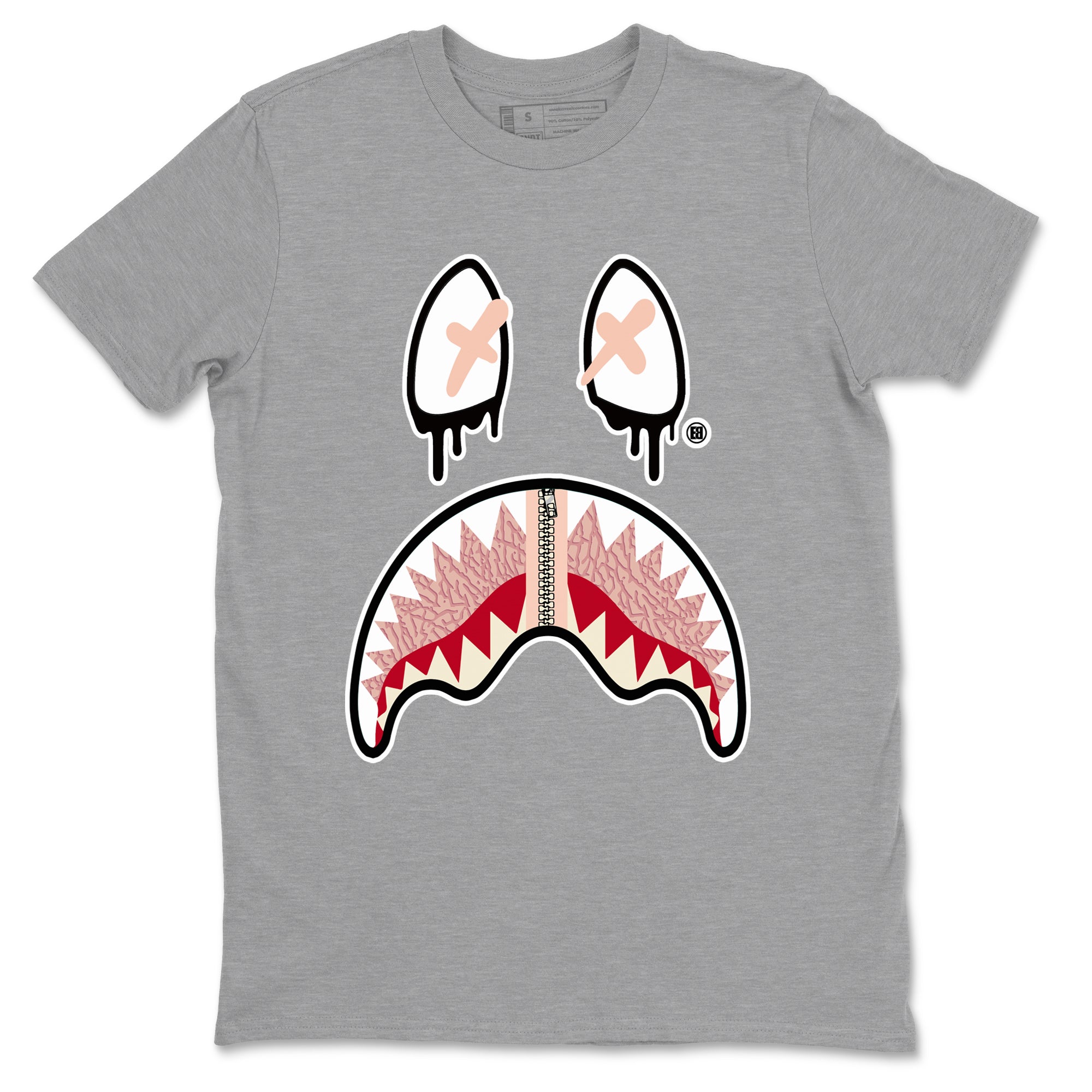 Air Jordan 3 Valentine's Day Graphic shirts Shark Face Valentine Gift shirts Air Jordan 3 Washed Coral best t-shirts to wear with jordans SNRT Sneaker Tees unisex cotton Heather Grey 2 shirts