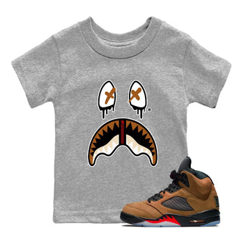 5s Archaeo Brown shirts to match jordans Shark Face sneaker match tees Air Jordan 5 Archaeo Brown SNRT Sneaker Release Tees Youth Baby Heather Grey 1 crew neck shirts