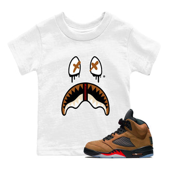5s Archaeo Brown shirts to match jordans Shark Face sneaker match tees Air Jordan 5 Archaeo Brown SNRT Sneaker Release Tees Youth Baby White 1 crew neck shirts