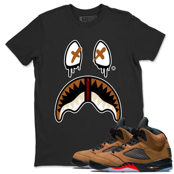 5s Archaeo Brown shirts to match jordans Shark Face sneaker match tees Air Jordan 5 Archaeo Brown SNRT Sneaker Release Tees unisex cotton Black 1 crew neck shirts