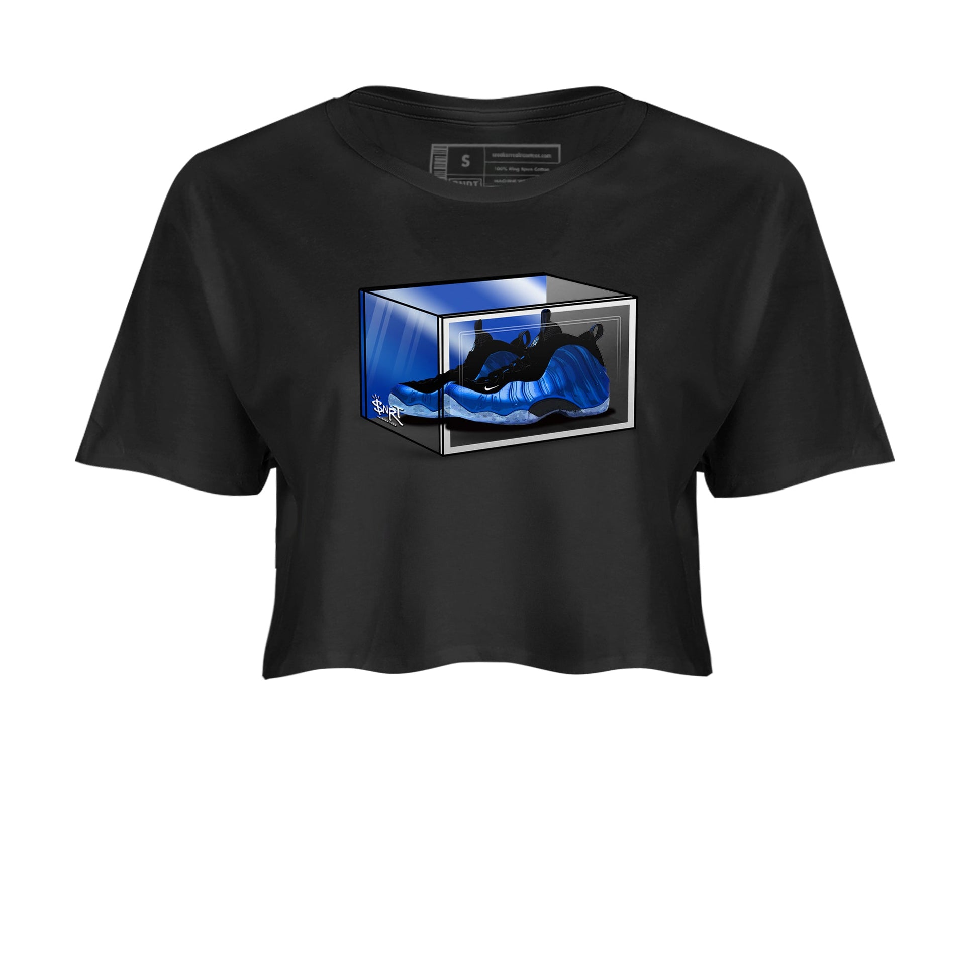 Foams One Royal shirts to match jordans Shoe Box sneaker match tees Air Foamposite One Royal match shoes to clothes SNRT Sneaker Tees unisex cotton Black 2 crop tee