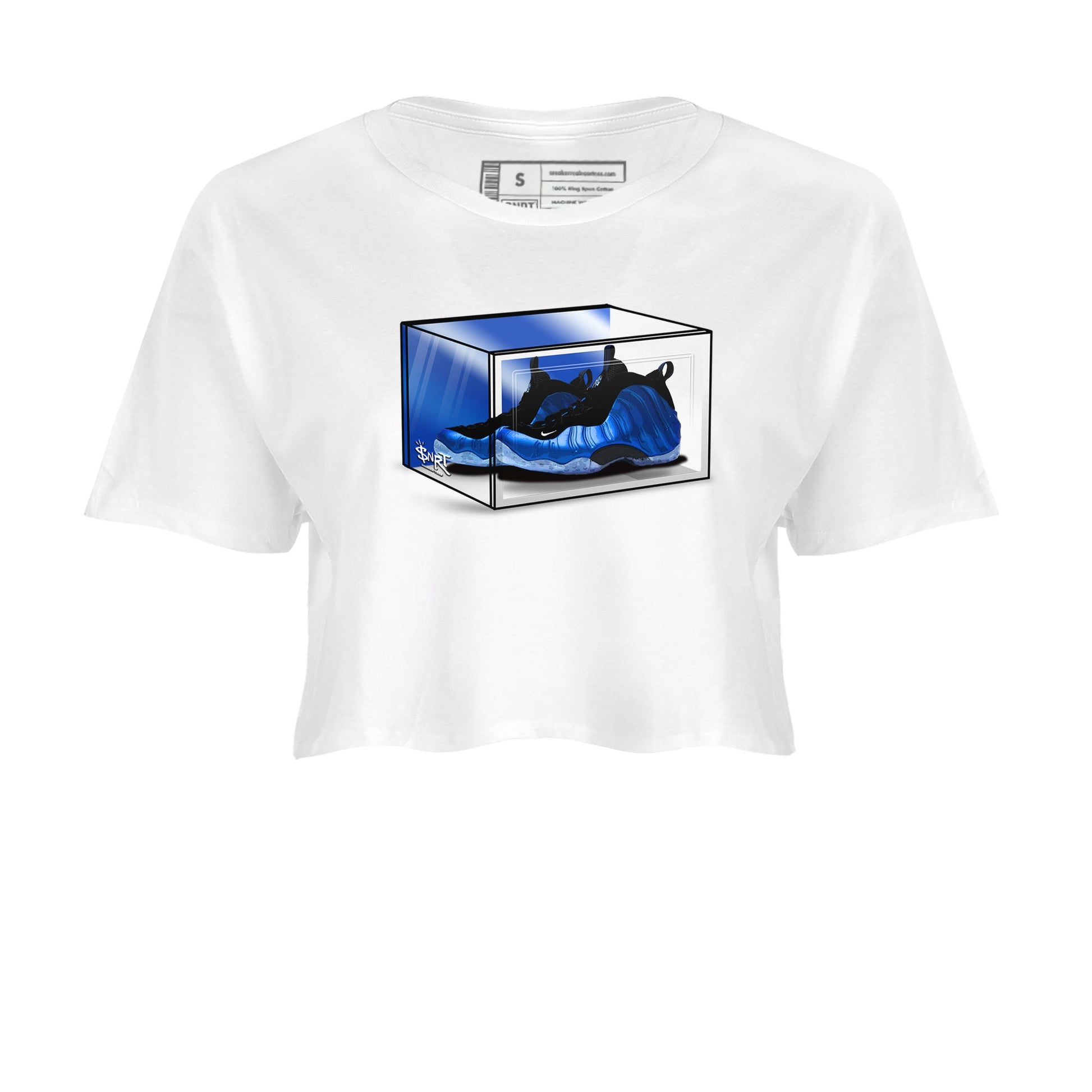 Foams One Royal shirts to match jordans Shoe Box sneaker match tees Air Foamposite One Royal match shoes to clothes SNRT Sneaker Tees unisex cotton White 2 crop tee