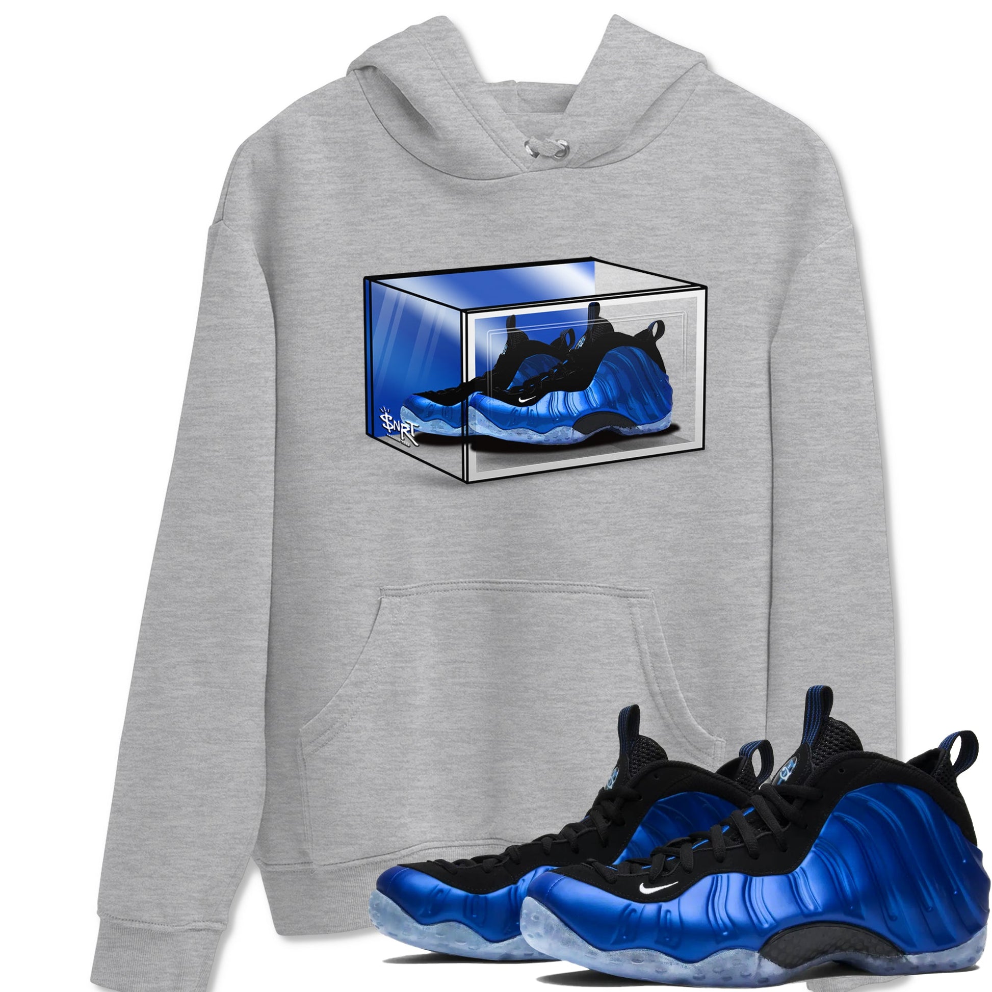 Foams One Royal shirts to match jordans Shoe Box sneaker match tees Air Foamposite One Royal match shoes to clothes SNRT Sneaker Tees unisex cotton Heather Grey 1 shirts
