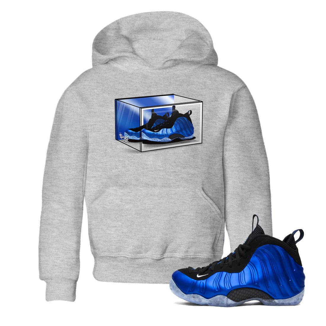 Foams One Royal shirts to match jordans Shoe Box sneaker match tees Air Foamposite One Royal match shoes to clothes SNRT Sneaker Tees Youth Baby Heather Grey 1 tee