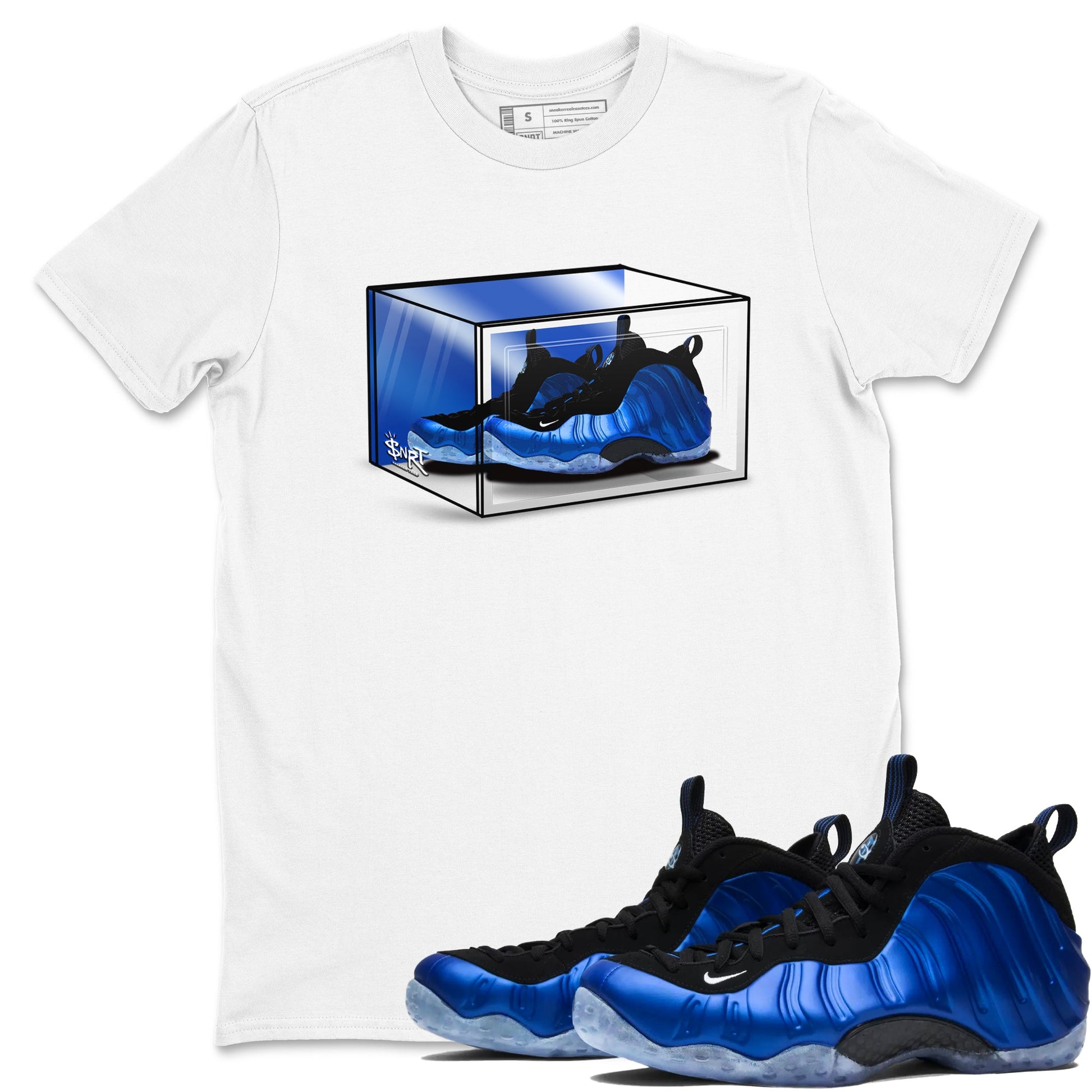 Foams One Royal shirts to match jordans Shoe Box sneaker match tees Air Foamposite One Royal match shoes to clothes SNRT Sneaker Tees unisex cotton White 1 shirts