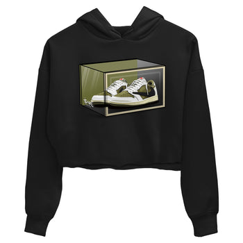 Jordan 1 Olive t shirts to match sneakers Shoe Box sneaker match tees Air Jordan 1 Low x Travis Scott Reverse Olive tee SNRT Sneaker Tees unisex cotton Black 2 crop tee