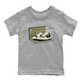 Jordan 1 Olive t shirts to match sneakers Shoe Box sneaker match tees Air Jordan 1 Low x Travis Scott Reverse Olive tee SNRT Sneaker Tees Youth Baby Heather Grey 2 tee