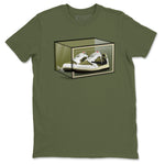 Jordan 1 Olive t shirts to match sneakers Shoe Box sneaker match tees Air Jordan 1 Low x Travis Scott Reverse Olive tee SNRT Sneaker Tees unisex cotton Military Green 2 shirts