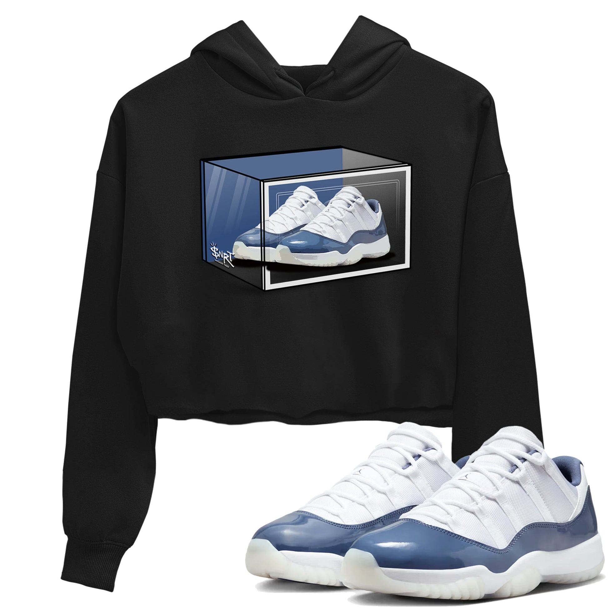 11s Diffused Blue Shirts To Match Jordans Shoe Box sneaker match tees Air Jordan 11 Diffused Blue Tee SNRT Sneaker Release Tees unisex cotton Black 1 Crop Shirts