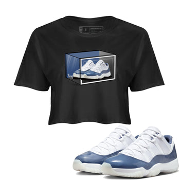 11s Diffused Blue Shirts To Match Jordans Shoe Box sneaker match tees Air Jordan 11 Diffused Blue Tee SNRT Sneaker Release Tees unisex cotton Black 1 Crop Shirts