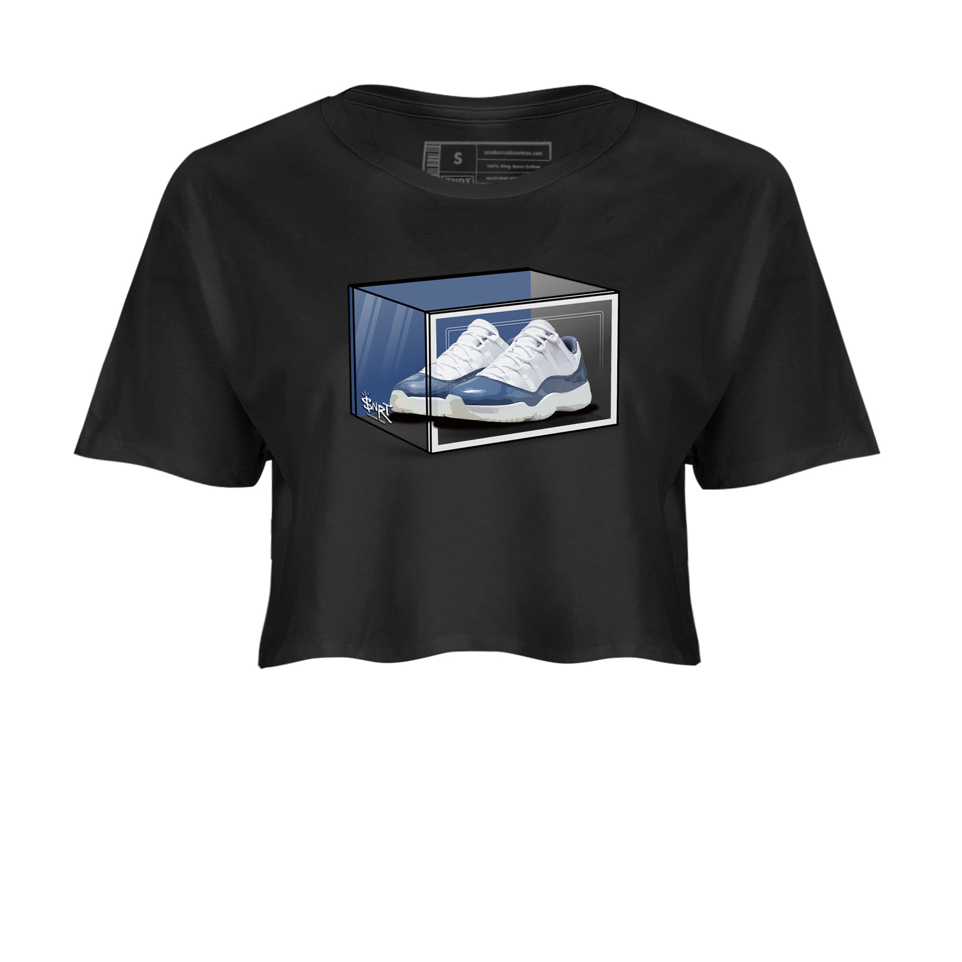 11s Diffused Blue Shirts To Match Jordans Shoe Box sneaker match tees Air Jordan 11 Diffused Blue Tee SNRT Sneaker Release Tees unisex cotton Black 2 Crop Shirts