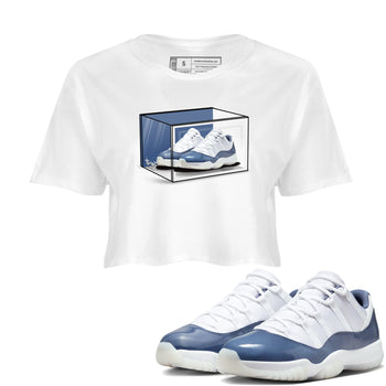 11s Diffused Blue Shirts To Match Jordans Shoe Box sneaker match tees Air Jordan 11 Diffused Blue Tee SNRT Sneaker Release Tees unisex cotton White 1 Crop Shirts