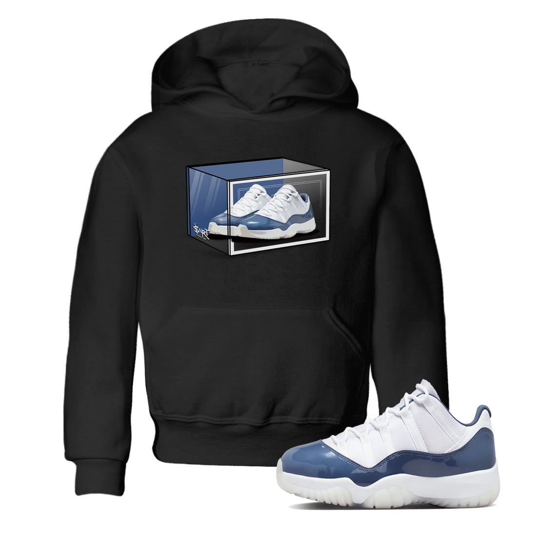 11s Diffused Blue Shirts To Match Jordans Shoe Box sneaker match tees Air Jordan 11 Diffused Blue Tee SNRT Sneaker Release Tees Youth Baby Black 1 crew neck shirts