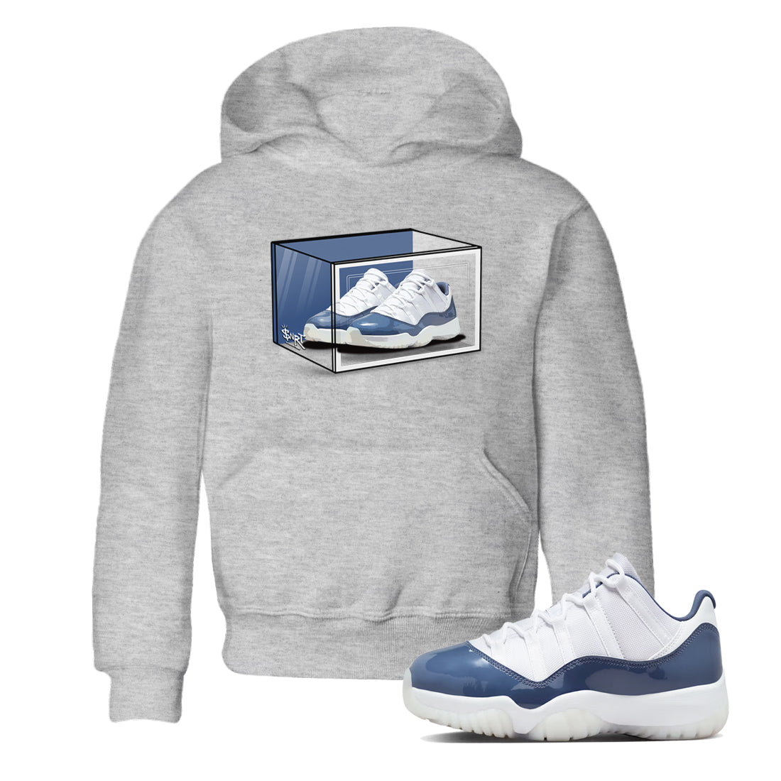 11s Diffused Blue Shirts To Match Jordans Shoe Box sneaker match tees Air Jordan 11 Diffused Blue Tee SNRT Sneaker Release Tees Youth Baby Heather Grey 1 crew neck shirts