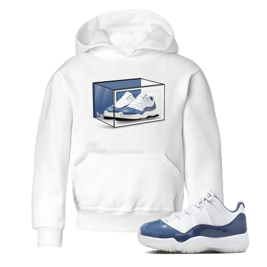 11s Diffused Blue Shirts To Match Jordans Shoe Box sneaker match tees Air Jordan 11 Diffused Blue Tee SNRT Sneaker Release Tees Youth Baby White 1 crew neck shirts