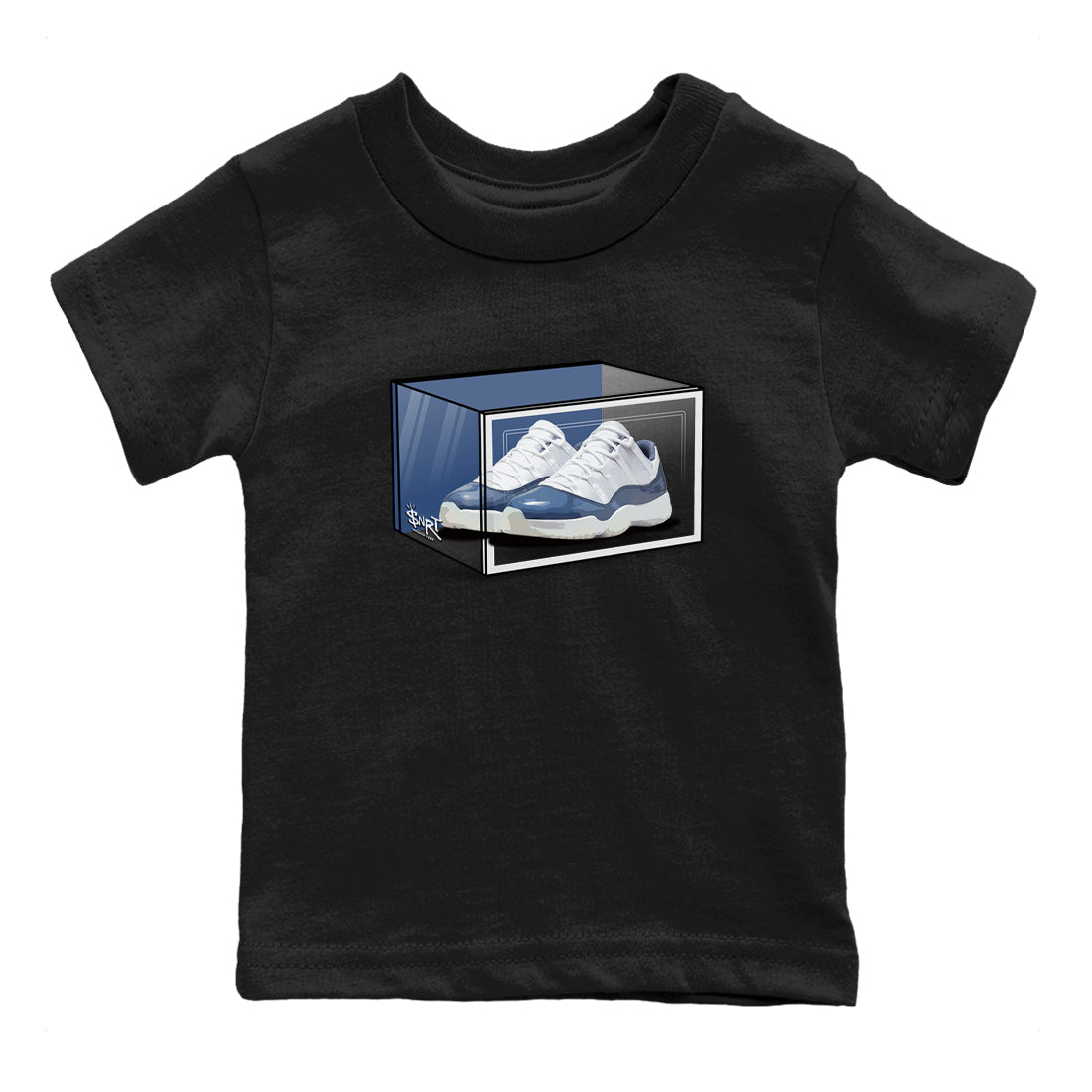 11s Diffused Blue Shirts To Match Jordans Shoe Box sneaker match tees Air Jordan 11 Diffused Blue Tee SNRT Sneaker Release Tees Youth Baby Black 2 crew neck shirts