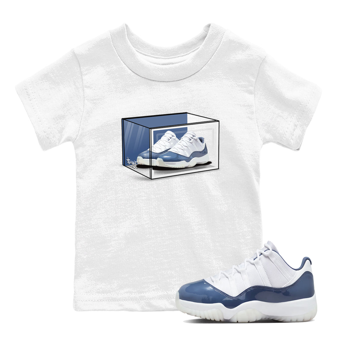 11s Diffused Blue Shirts To Match Jordans Shoe Box sneaker match tees Air Jordan 11 Diffused Blue Tee SNRT Sneaker Release Tees Youth Baby White 1 crew neck shirts