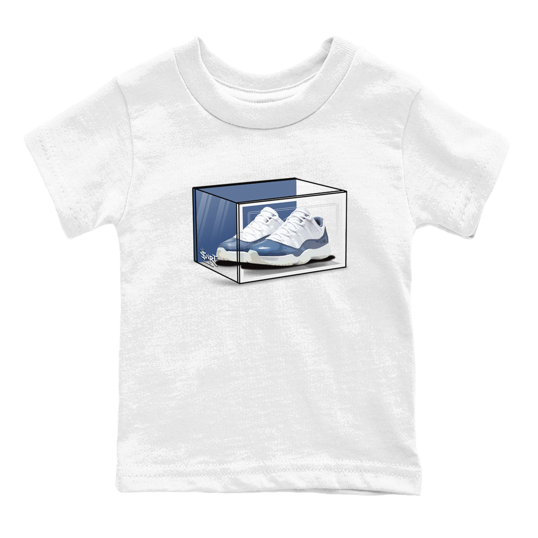 11s Diffused Blue Shirts To Match Jordans Shoe Box sneaker match tees Air Jordan 11 Diffused Blue Tee SNRT Sneaker Release Tees Youth Baby White 2 crew neck shirts