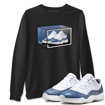 11s Diffused Blue Shirts To Match Jordans Shoe Box sneaker match tees Air Jordan 11 Diffused Blue Tee SNRT Sneaker Release Tees unisex cotton Black 1 crew neck shirts