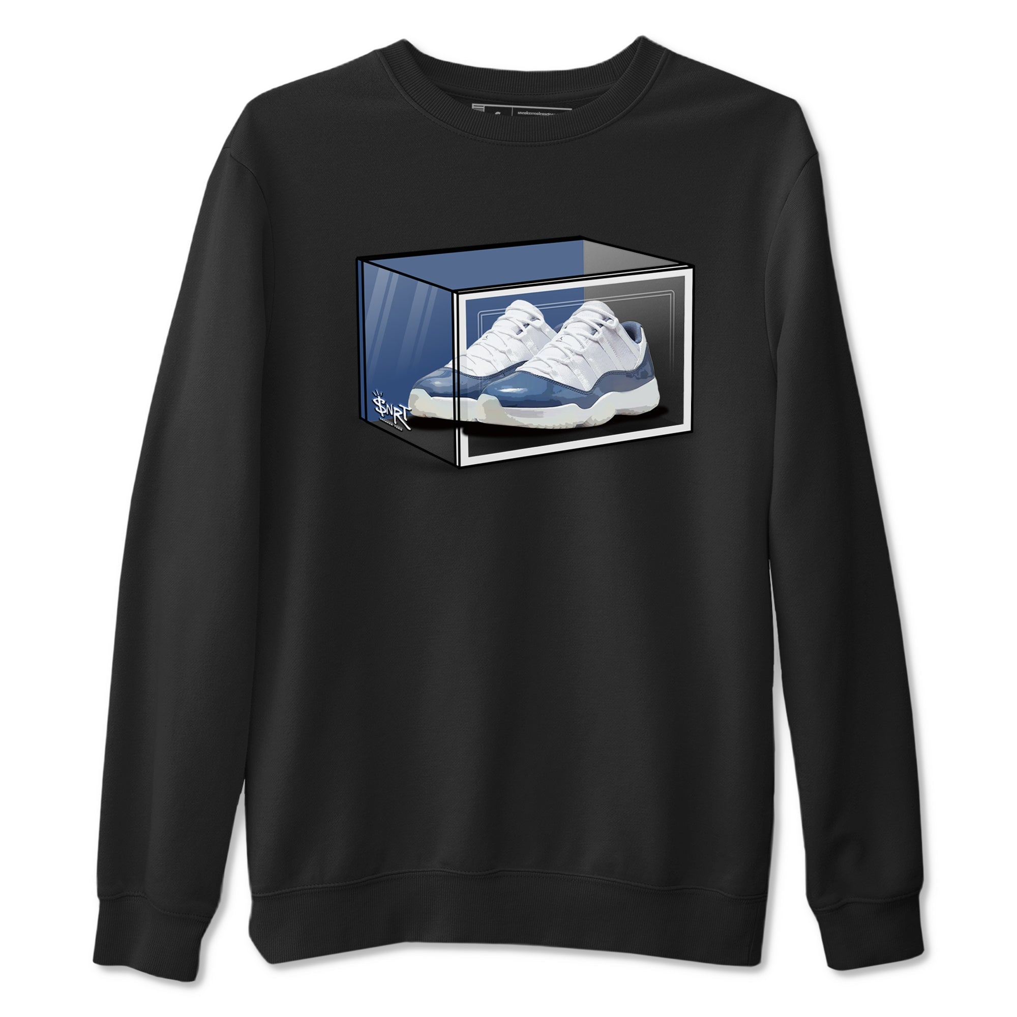 11s Diffused Blue Shirts To Match Jordans Shoe Box sneaker match tees Air Jordan 11 Diffused Blue Tee SNRT Sneaker Release Tees unisex cotton Black 2 crew neck shirts