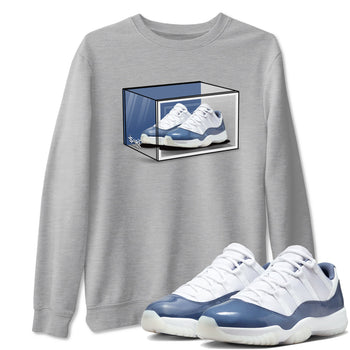 11s Diffused Blue Shirts To Match Jordans Shoe Box sneaker match tees Air Jordan 11 Diffused Blue Tee SNRT Sneaker Release Tees unisex cotton Heather Grey 1 crew neck shirts
