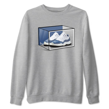 11s Diffused Blue Shirts To Match Jordans Shoe Box sneaker match tees Air Jordan 11 Diffused Blue Tee SNRT Sneaker Release Tees unisex cotton Heather Grey 2 crew neck shirts