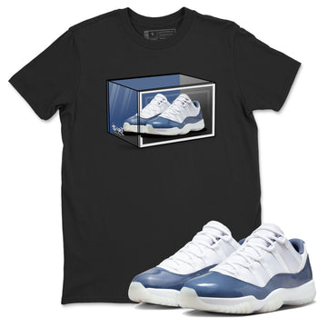 11s Diffused Blue Shirts To Match Jordans Shoe Box sneaker match tees Air Jordan 11 Diffused Blue Tee SNRT Sneaker Release Tees unisex cotton Black 1 crew neck shirts
