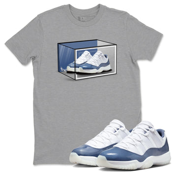 11s Diffused Blue Shirts To Match Jordans Shoe Box sneaker match tees Air Jordan 11 Diffused Blue Tee SNRT Sneaker Release Tees unisex cotton Heather Grey 1 crew neck shirts